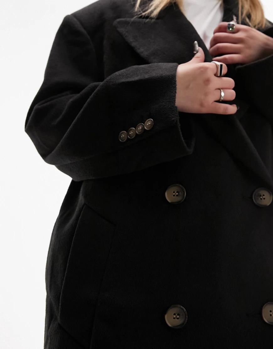czarny dwurzędowy płaszcz oversize