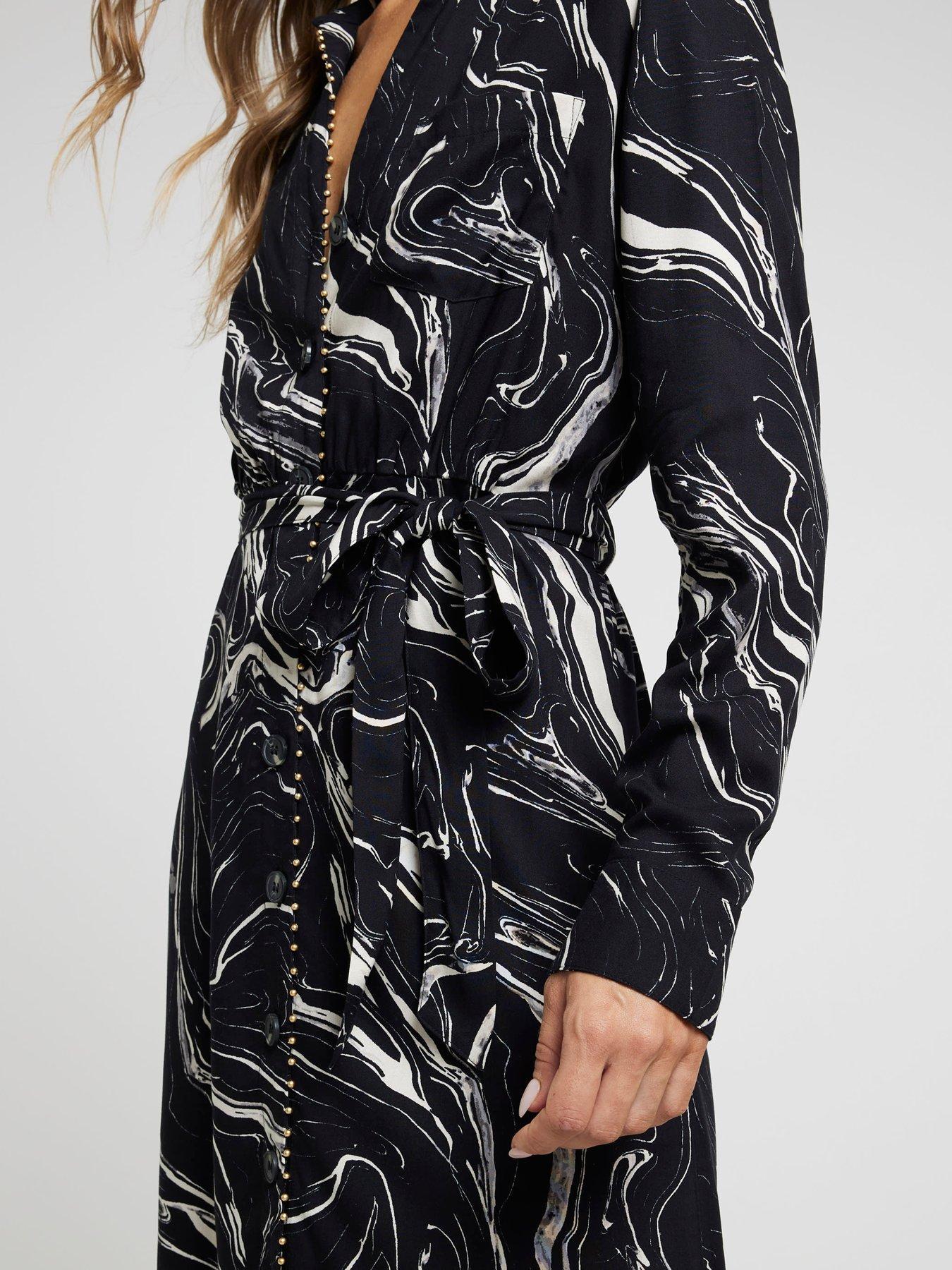 RIVER ISLAND SUKIENKA MIDI MARMURKOWY WZÓR 