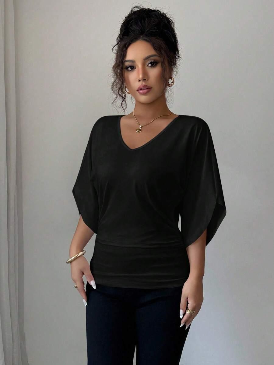 czarna bluzka v-neck 