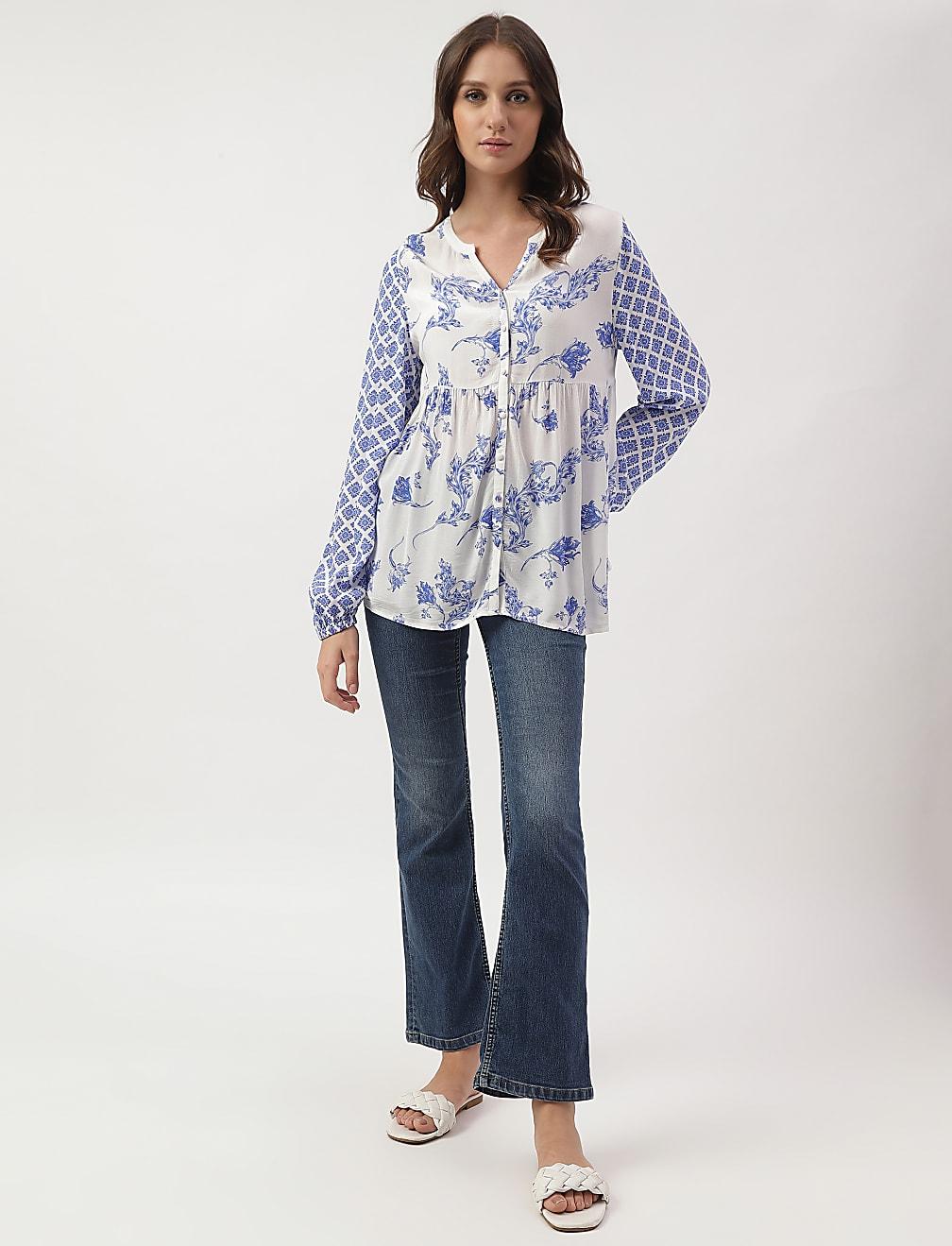 LUŹNA BLUZKA GUZIKI PRINT T43-4547K-E4