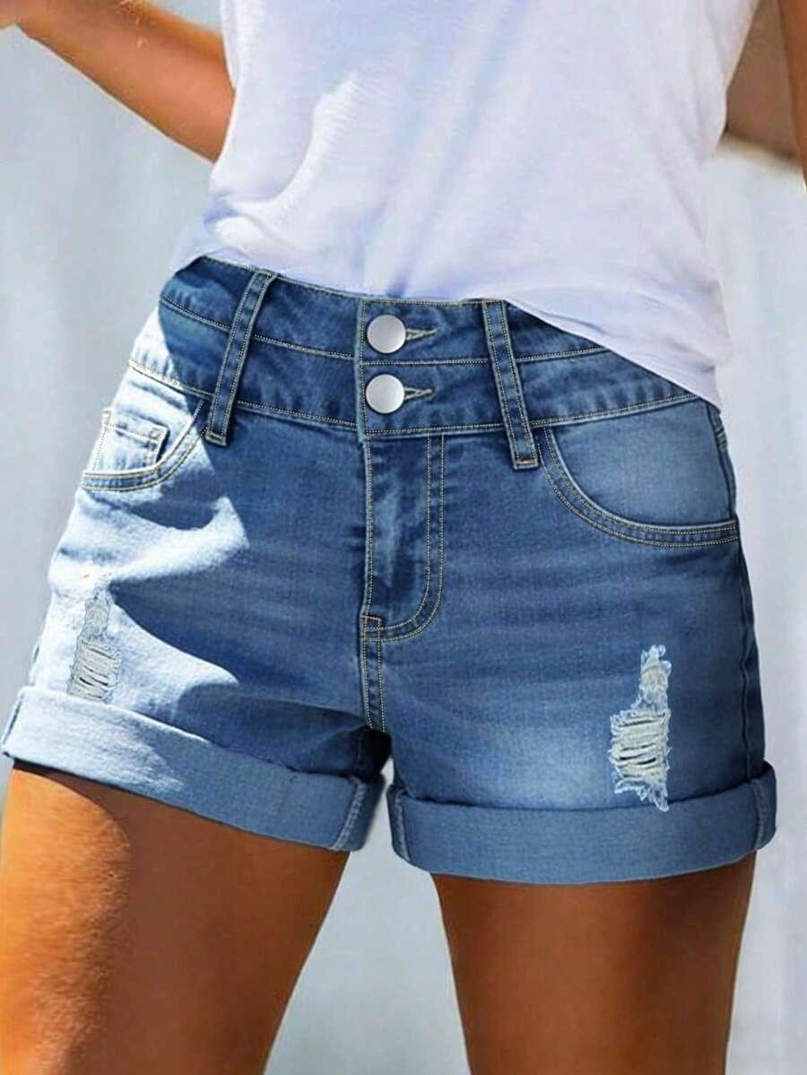 krótkie spodenki jeans przetarcia
