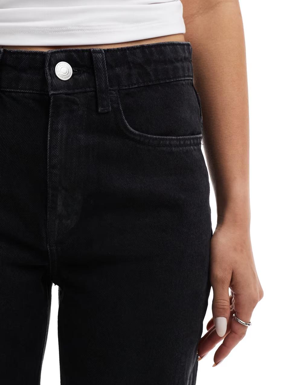 KLASYCZNE CZARNE SPODNIE JEANS WYSOKI STAN