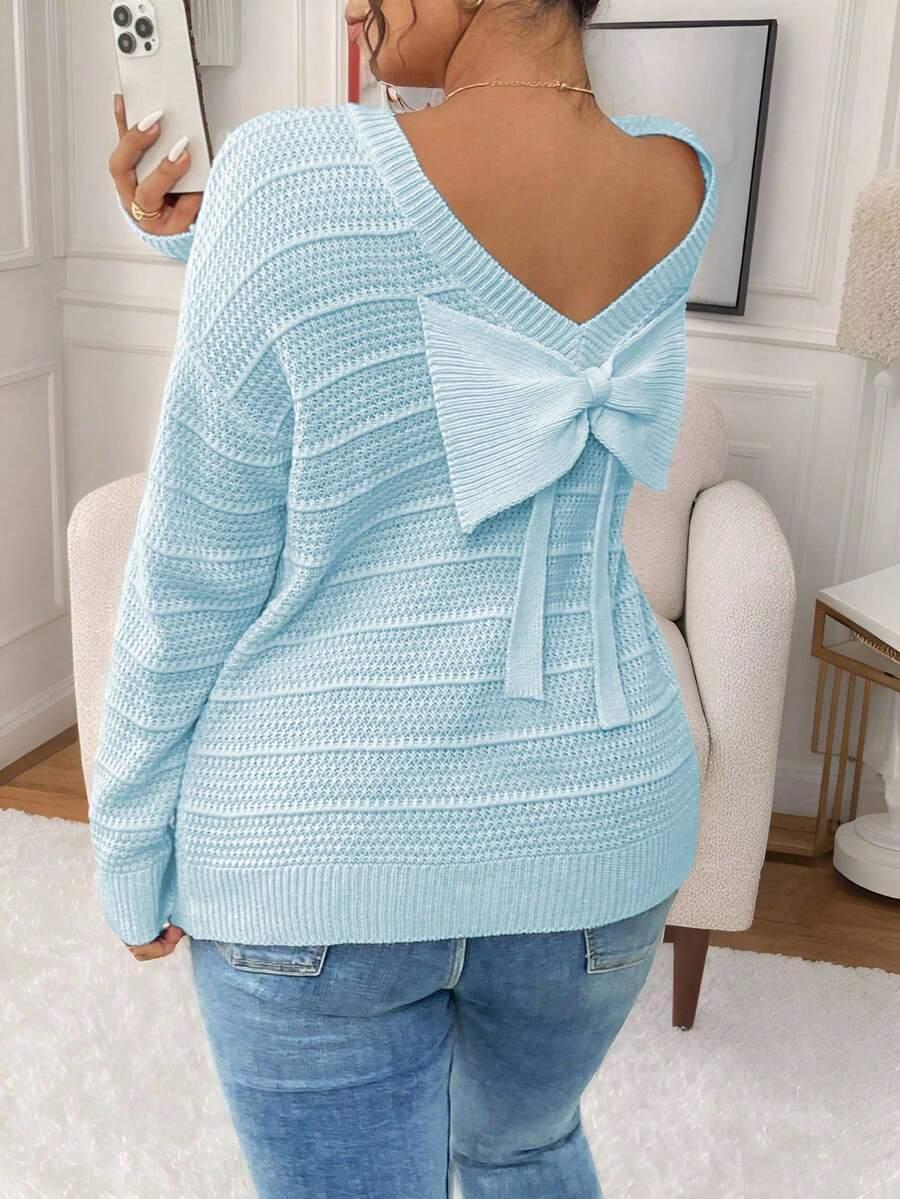 SWETER Z OZDOBNĄ KOKARDĄ