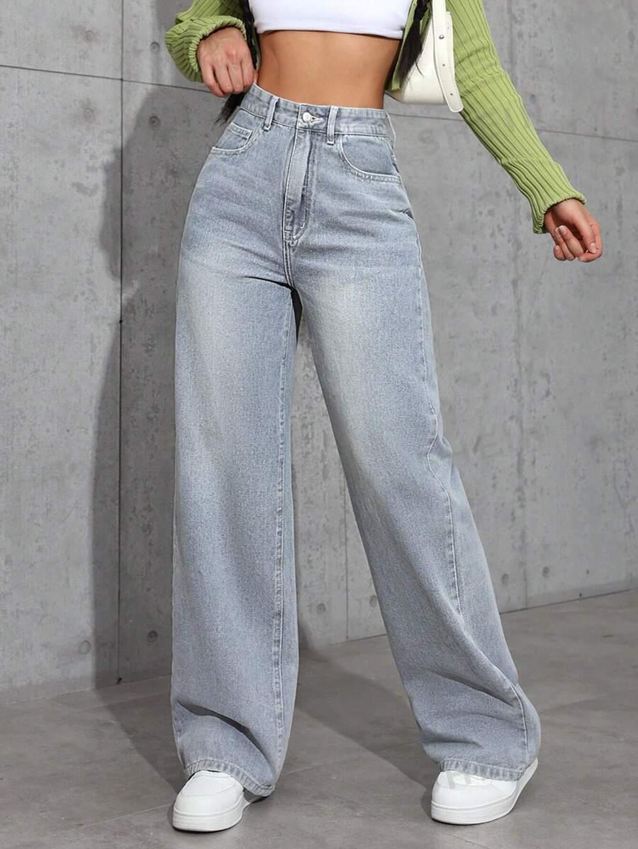 szare spodnie jeans wysoki stan