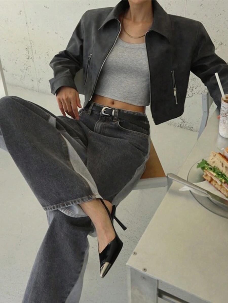 szare spodnie jeans