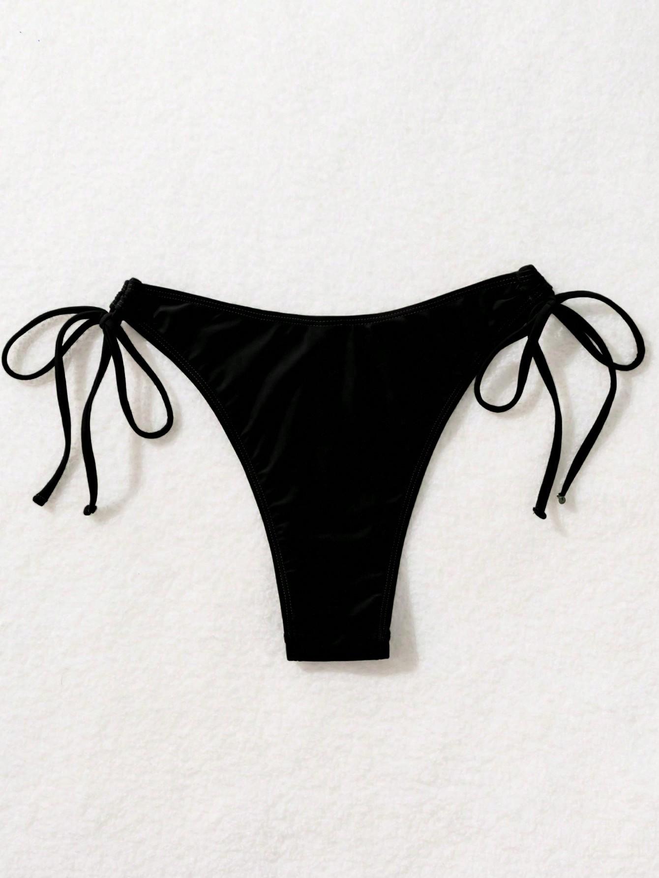 CZARNY DÓŁ OD BIKINI WIĄZANIE