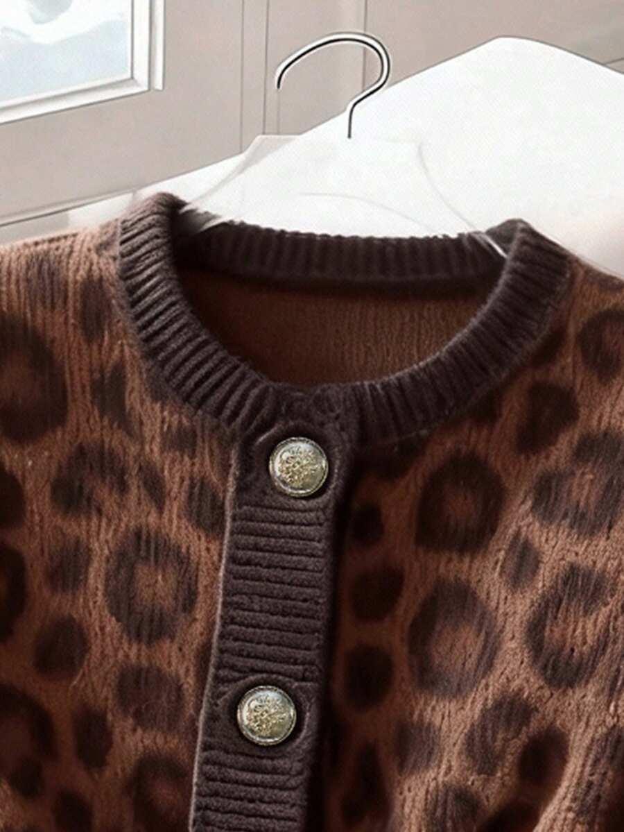 dzianinowa kamizelka animal print