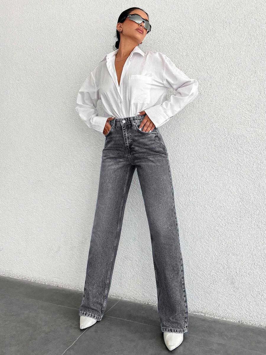 SZARE SPODNIE JEANS 