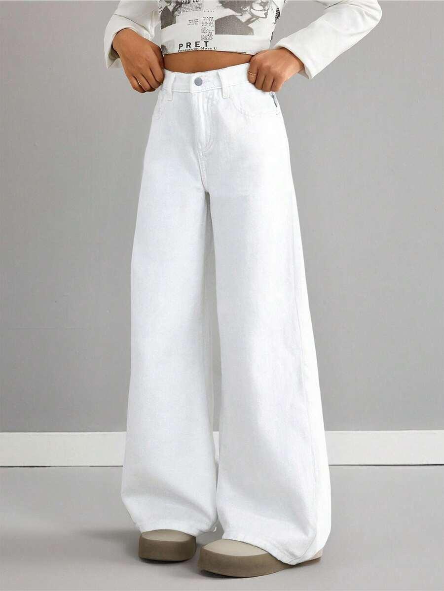 białespodnie jeans