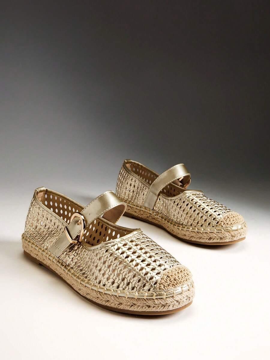 złote espadryle połysk