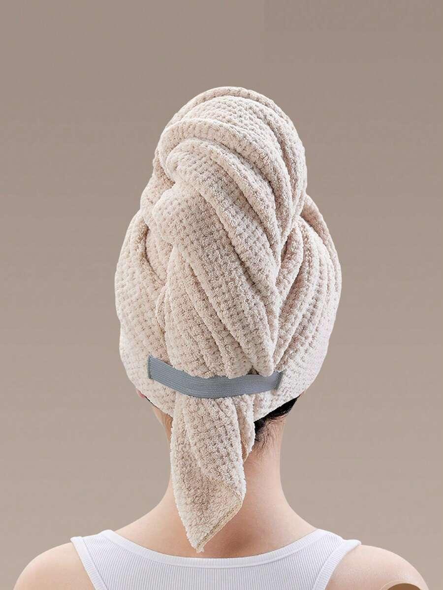 beżowy ręcznik turban na głowę
