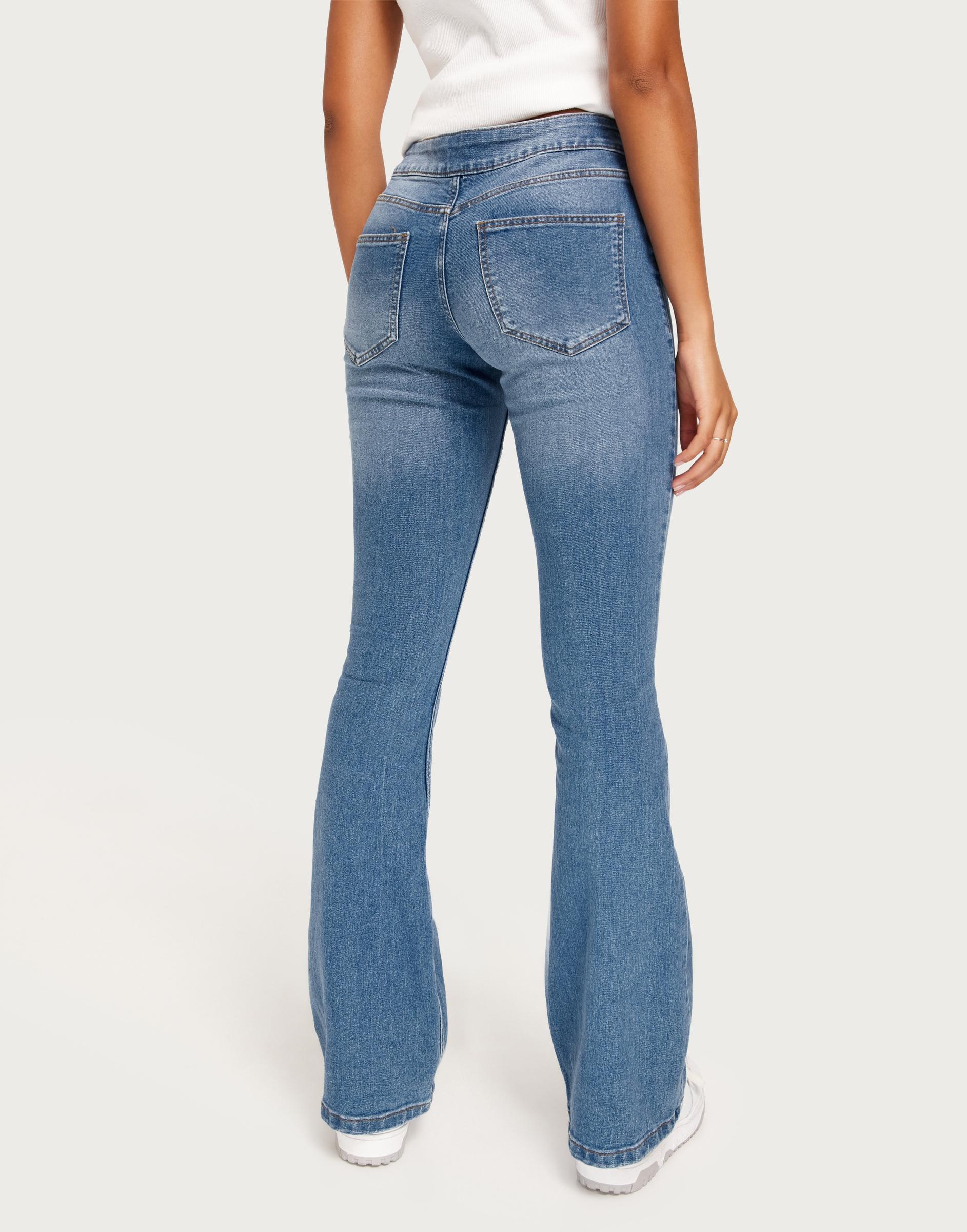 cieniowane spodnie dzwony jeans retro