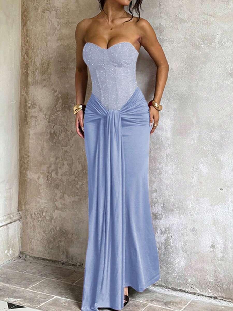 niebieska maxi sukienka