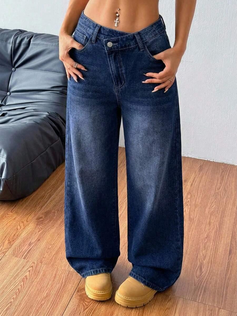 GRANATOWE SPODNIE JEANS