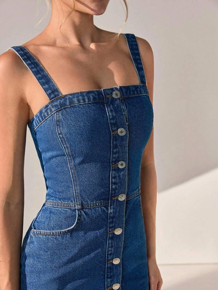 niebieska sukienka jeans