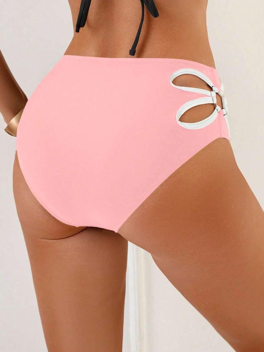 różowy DÓŁ OD BIKINI WYSOKI STAN