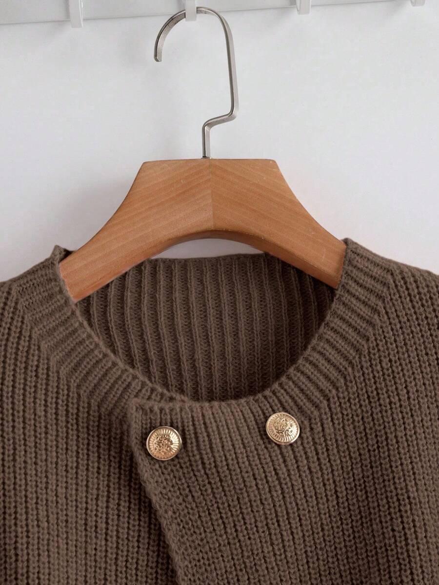 BRĄZOWY SWETER GUZIKI