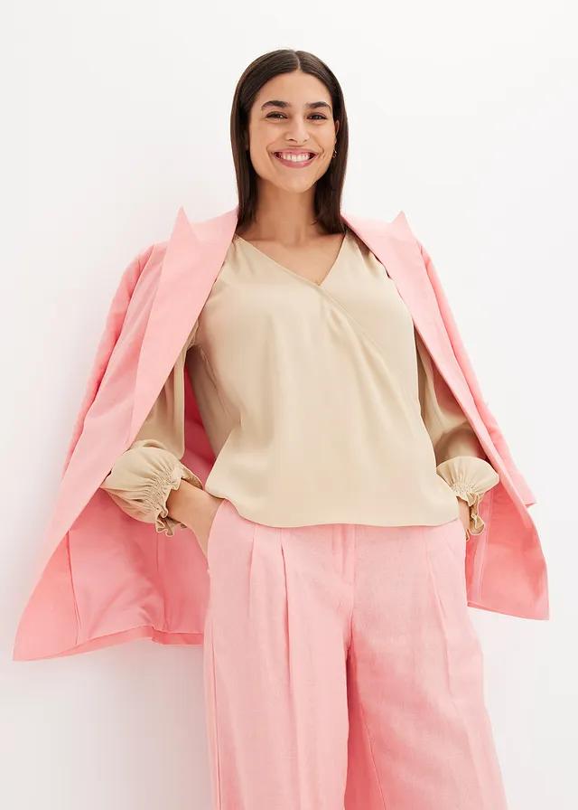 beżowa bluzka v-neck