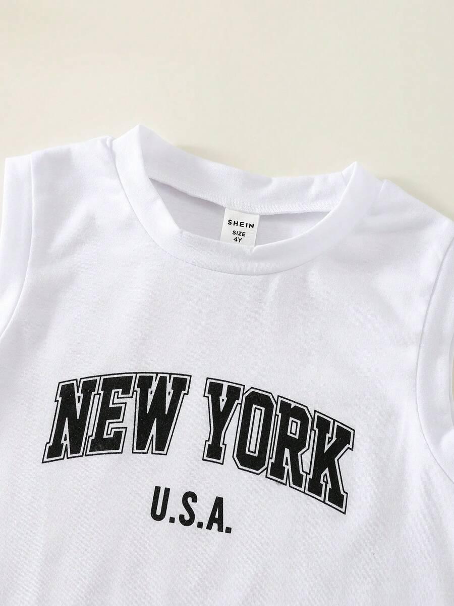 biała koszulka bez rękawów nadruk  new york