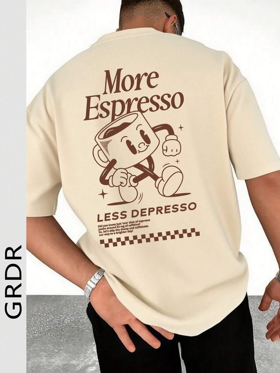 beżowy t-shirt nadruk 