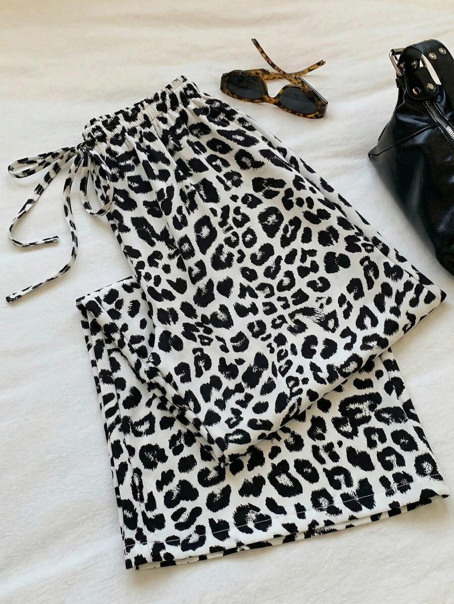 spodnie animal print kontrast 