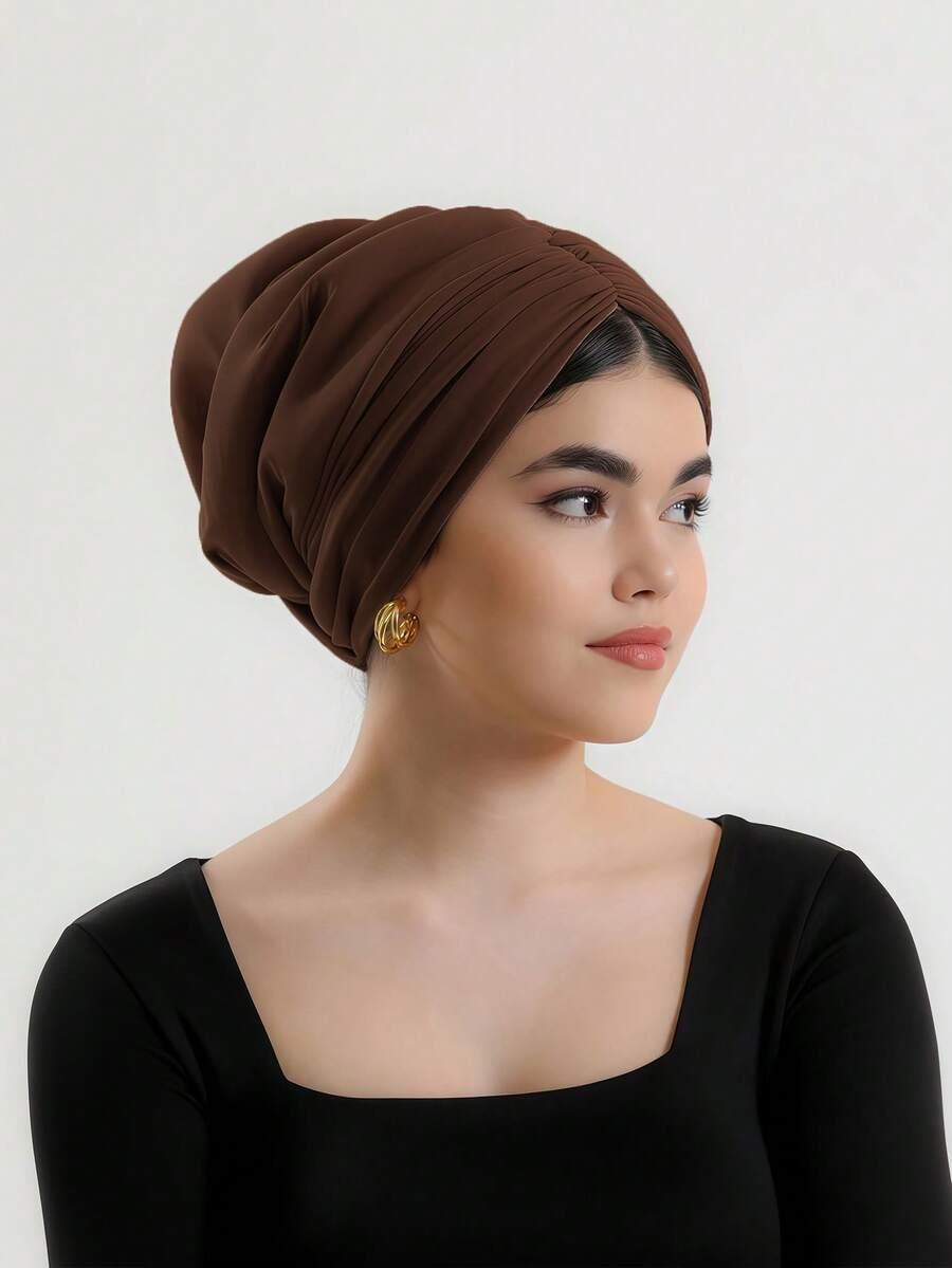 brązowy turban na głowę