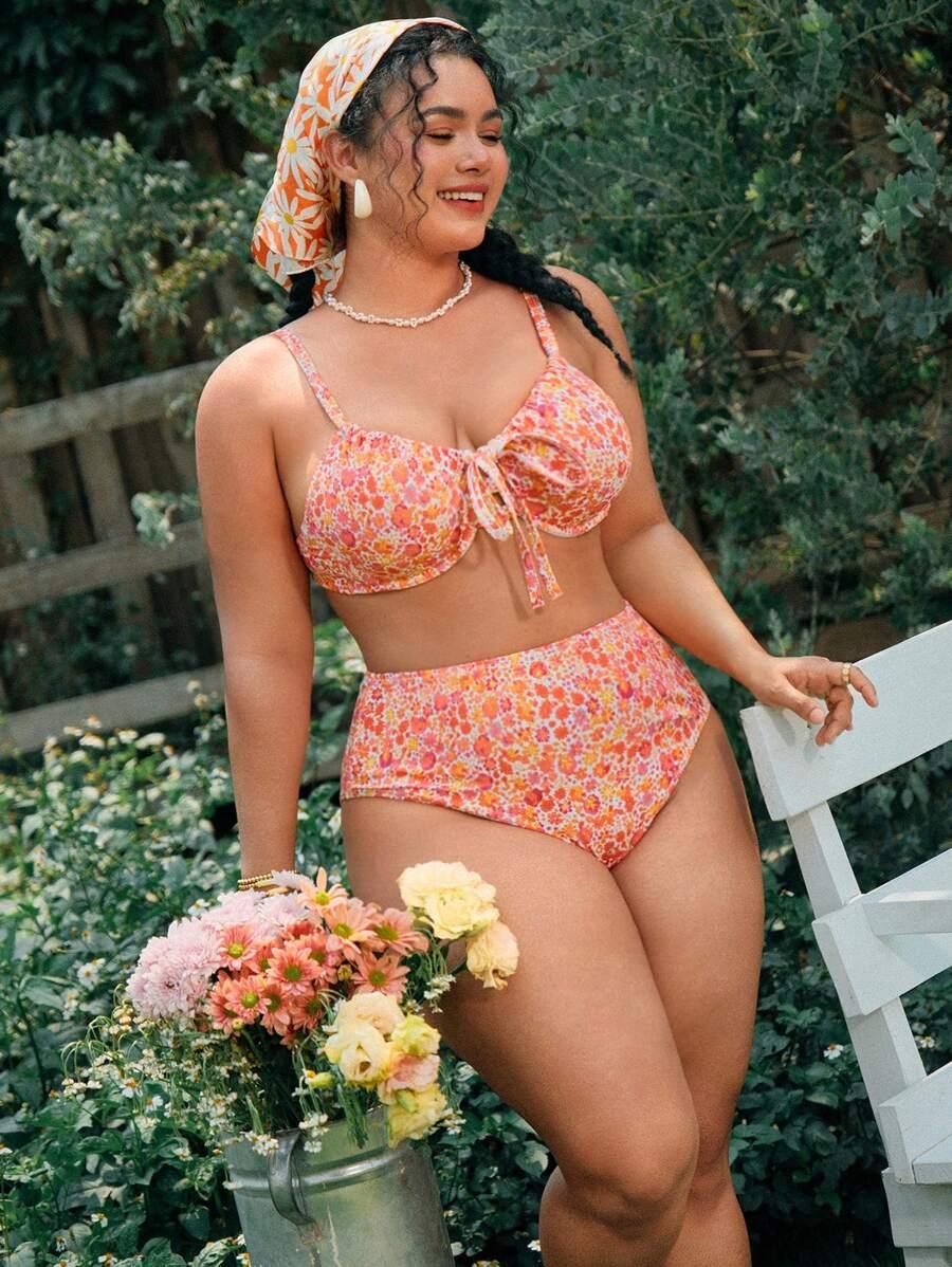 dół od bikini wzór kwiaty 