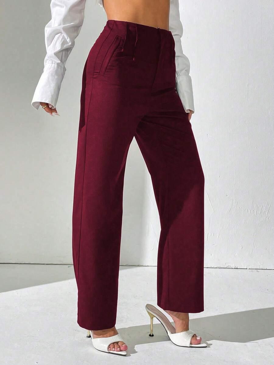 czerwone spodnie prosta nogawka 