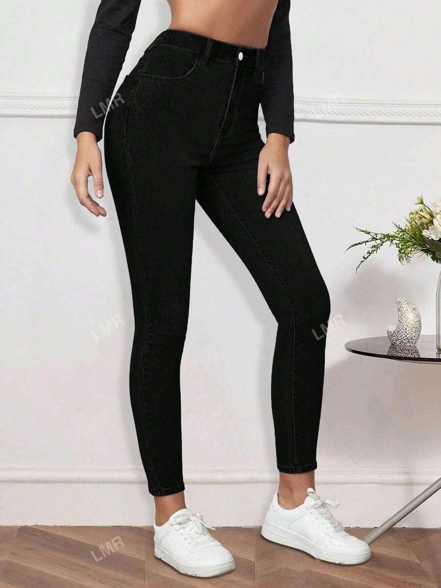 CZARNE SPODNIE JEANS RURKI 