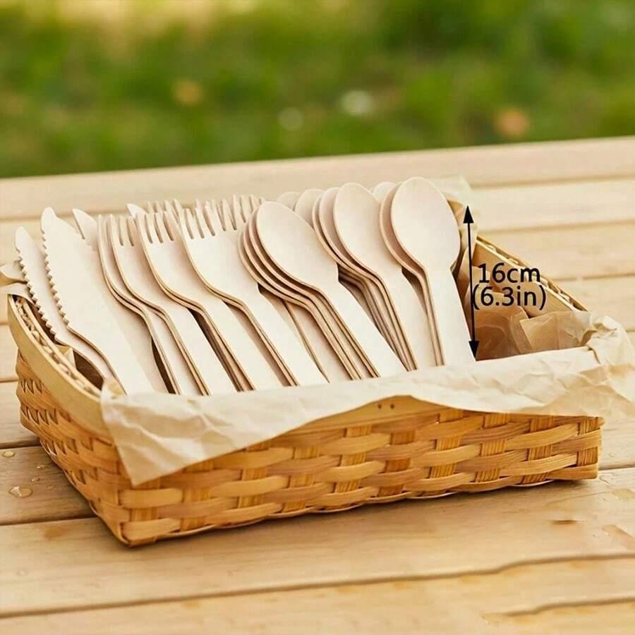 drewniane sztućce jednorazowe 150-pack