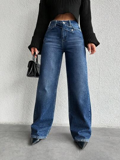 GRANATOWE SPODNIE JEANS