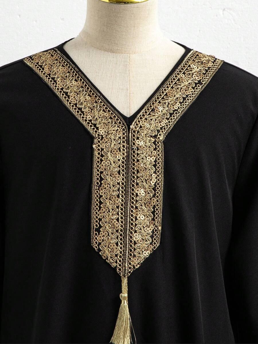 czarna sukienka abaya zdobienie
