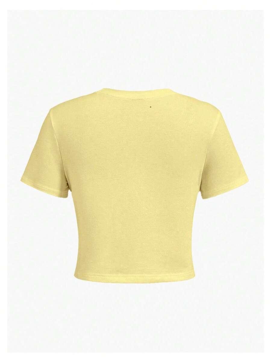 żółty t-shirt nadruk 