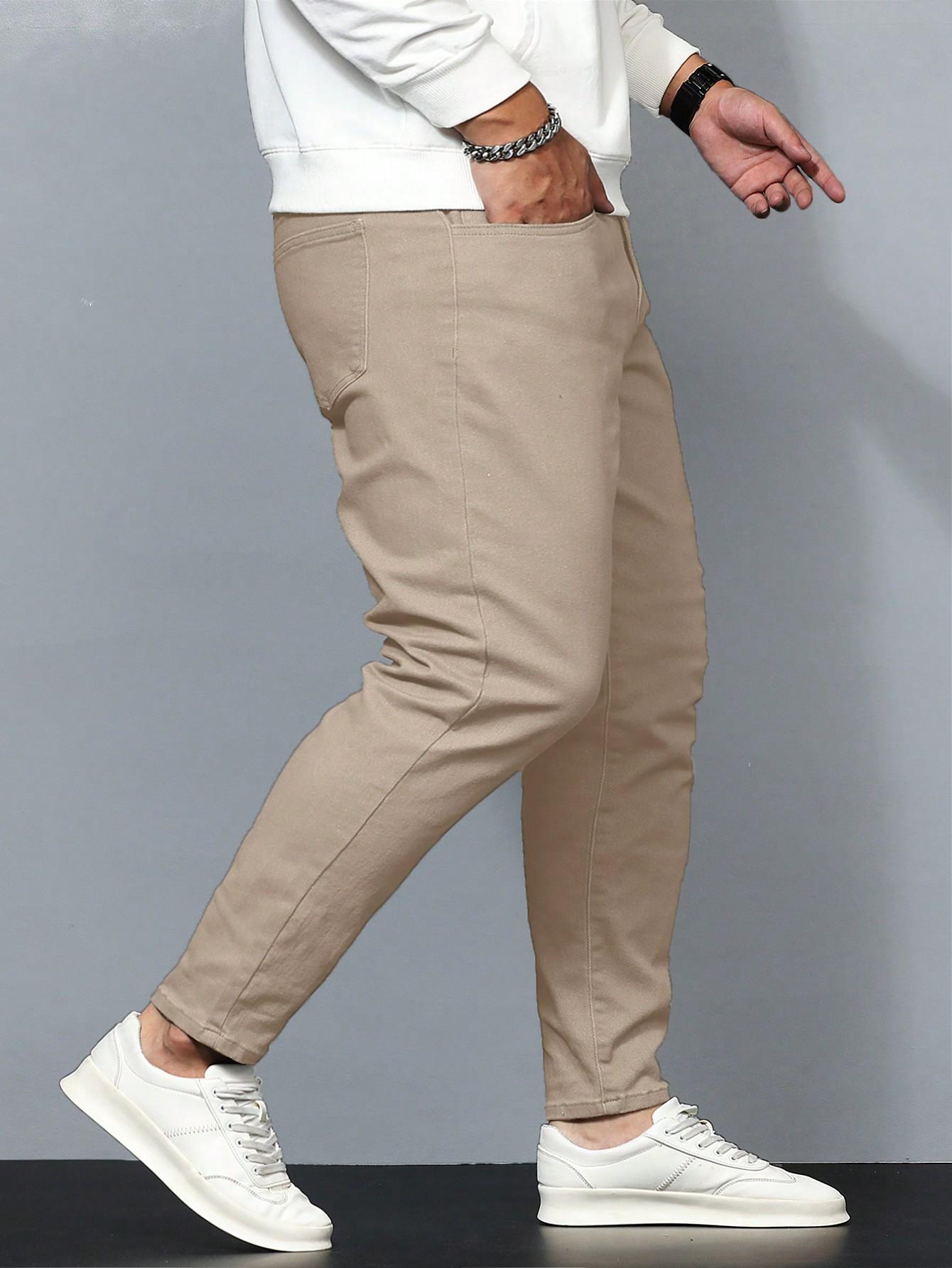 beżowe spodnie jeans 