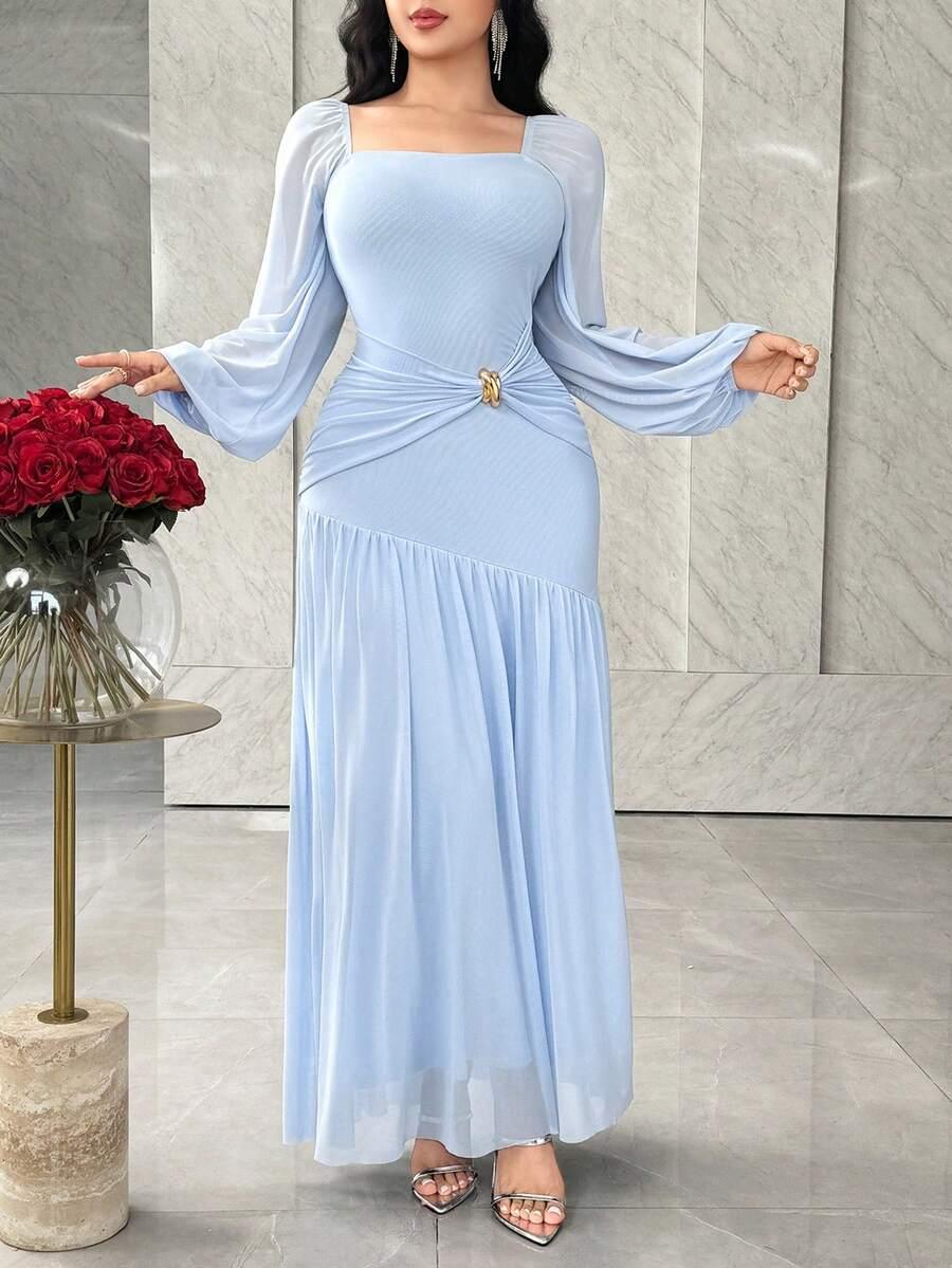 niebieska maxi sukienka