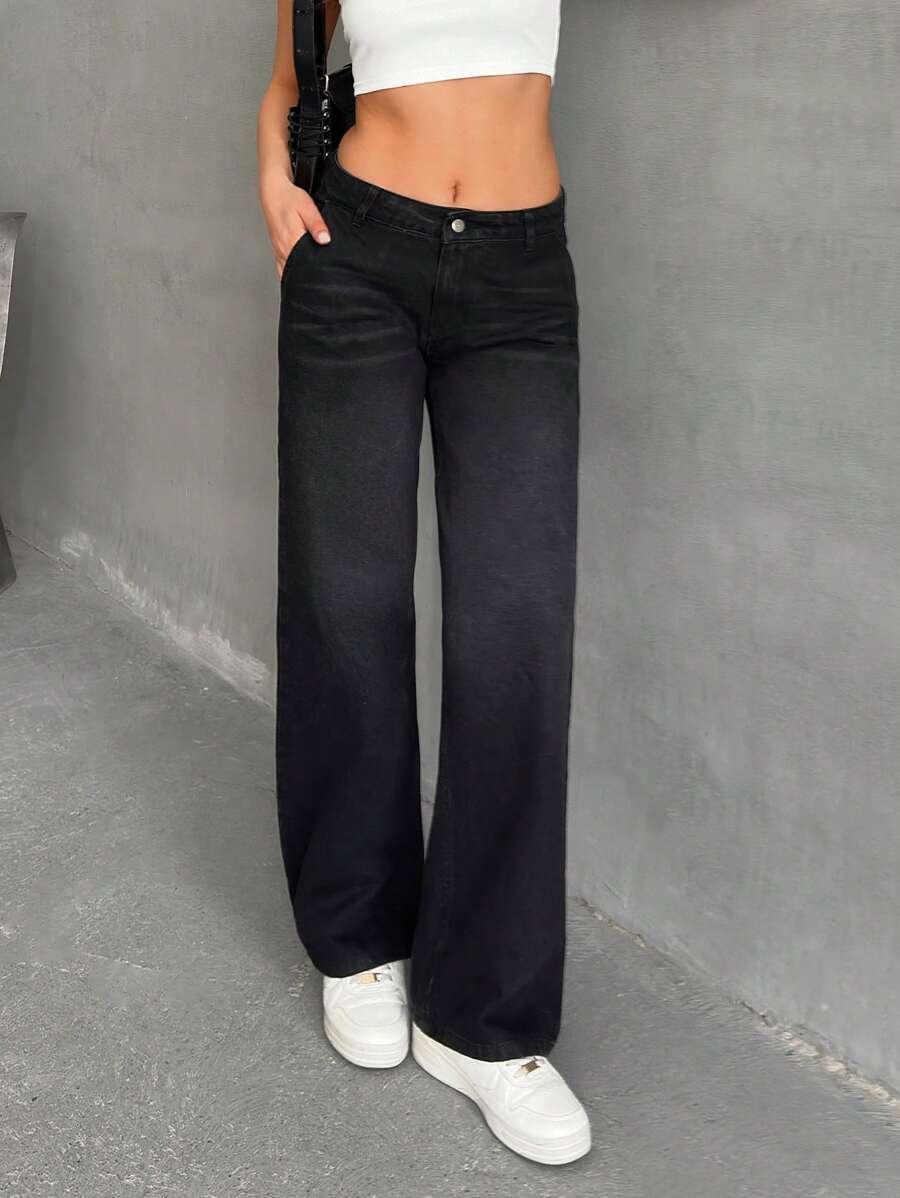CZARNE SPODNIE JEANS