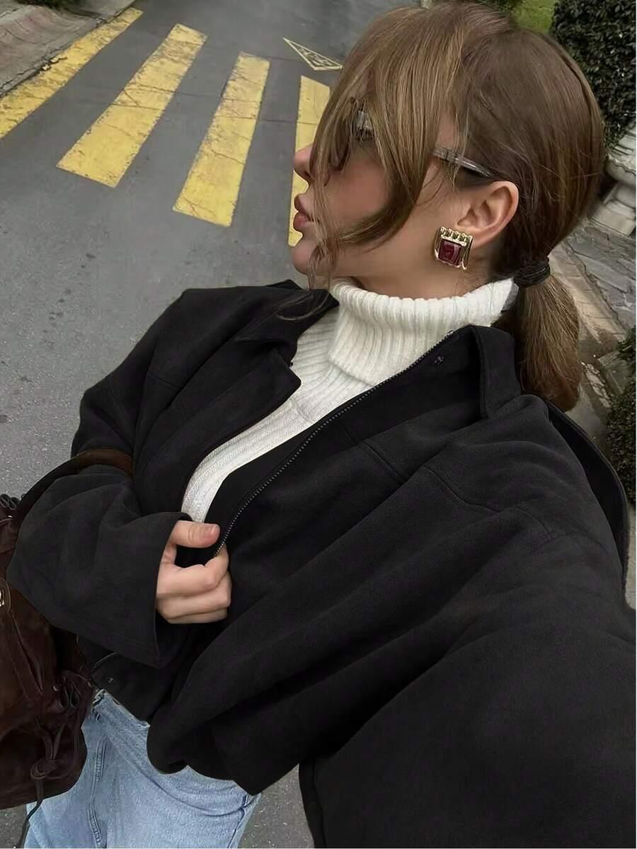 CZARNA KURTKA TYPU BOMBER