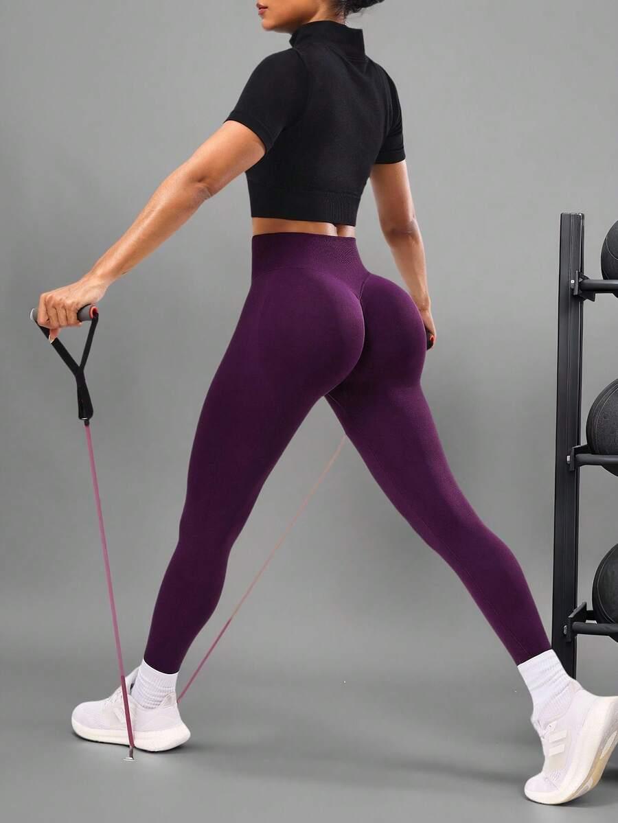 FIOLETOWE LEGGINSY WYSOKI STAN