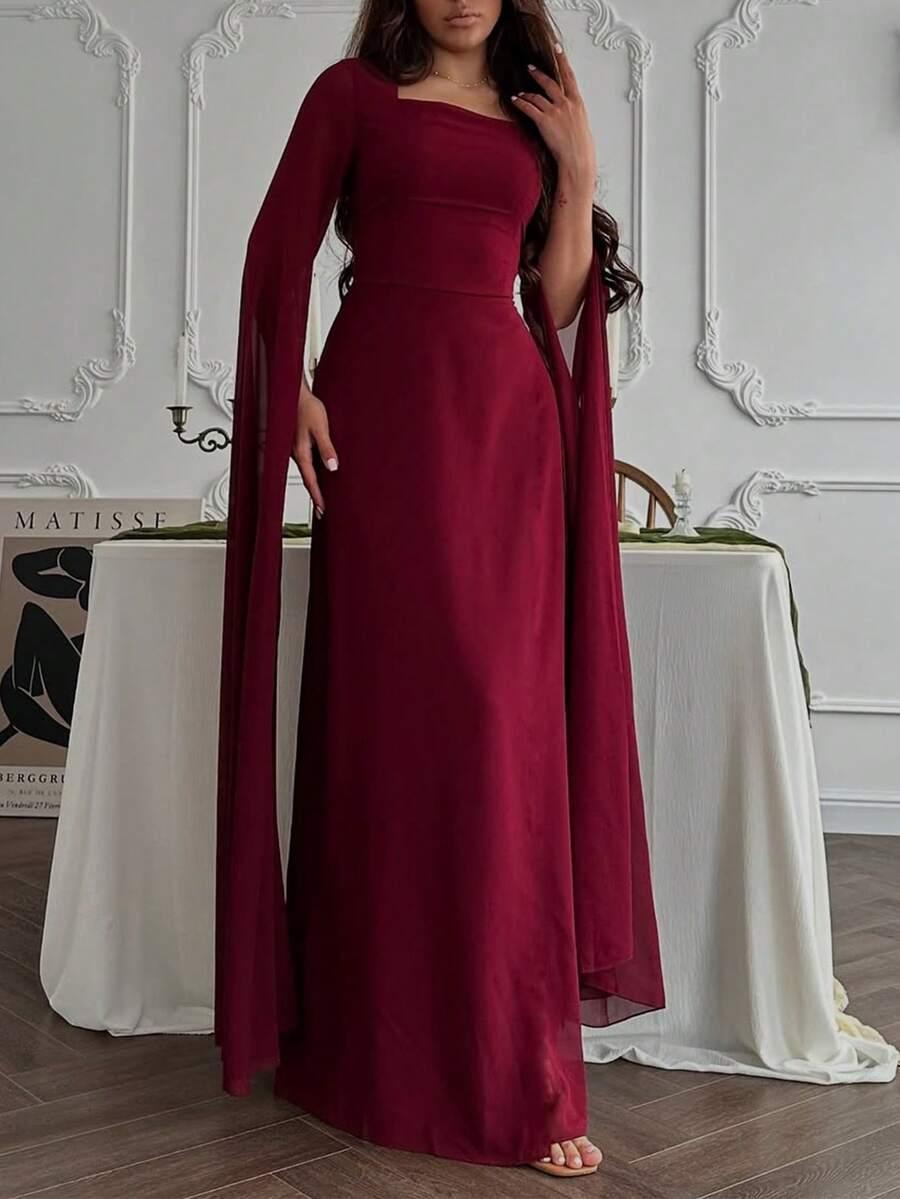 bordowa maxi sukienka