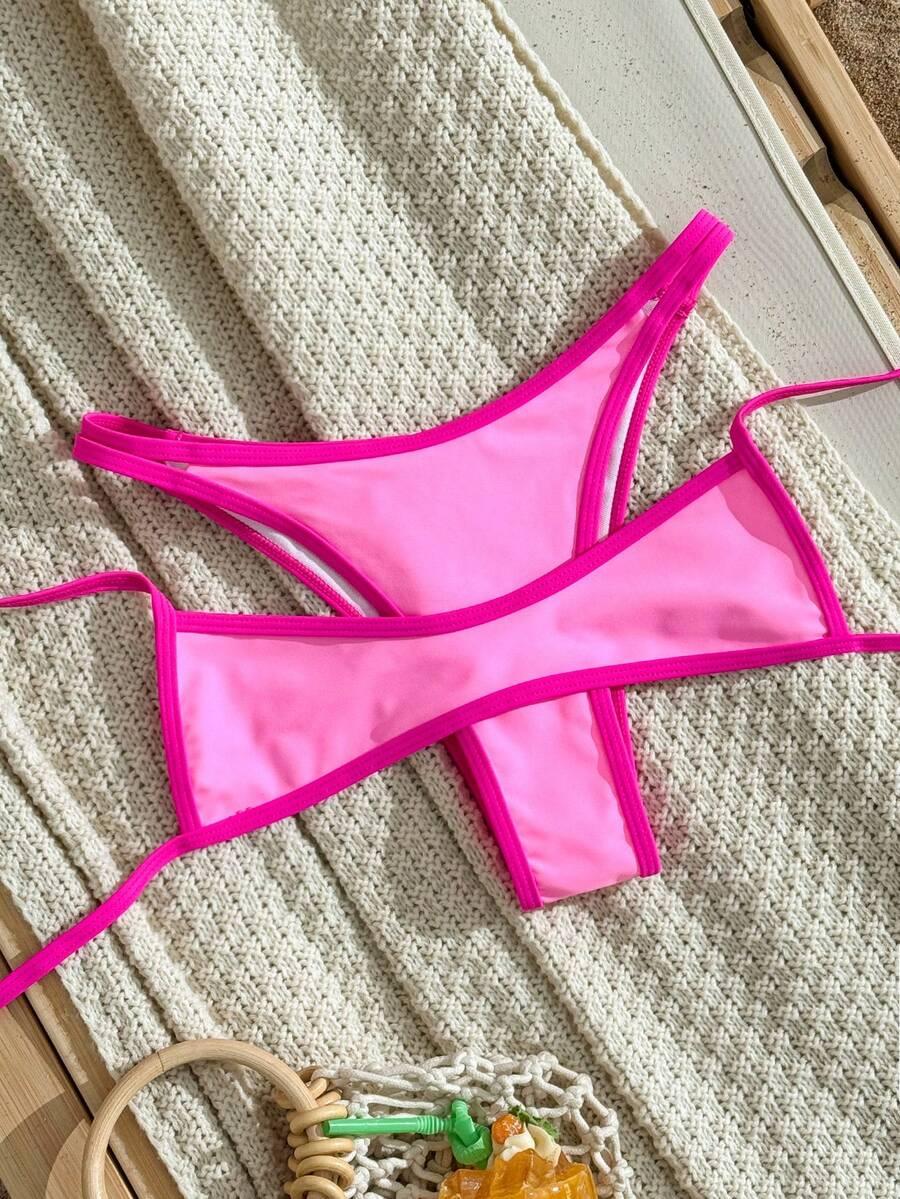 różowy komplet bikini neon