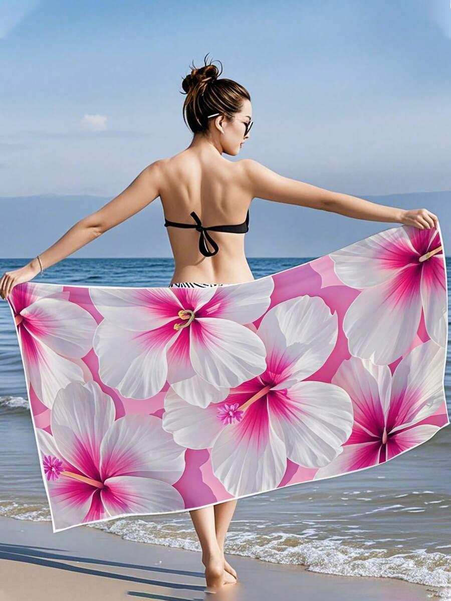 RĘCZNIK PLAŻOWY WZÓR KWIATY