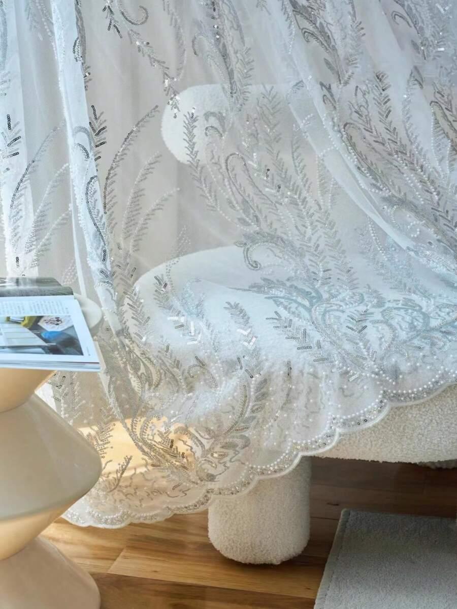 biała firanka zdobienie połysk 1szt. 