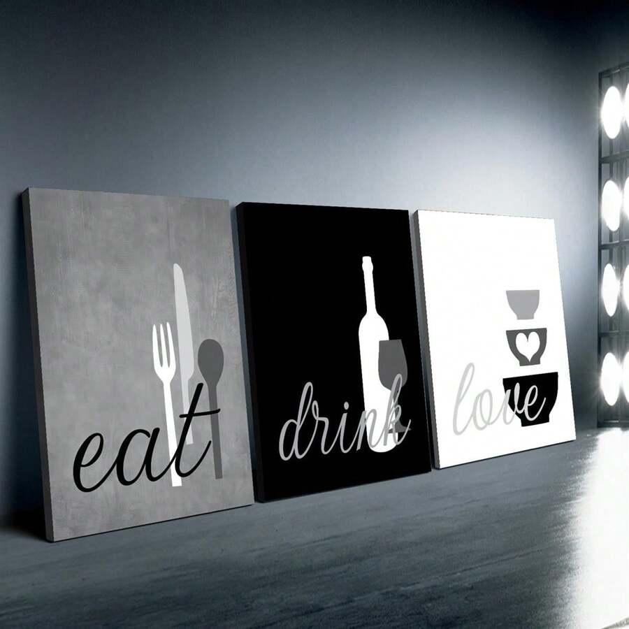  plakat na ścianę motyw "eat, drink, love"