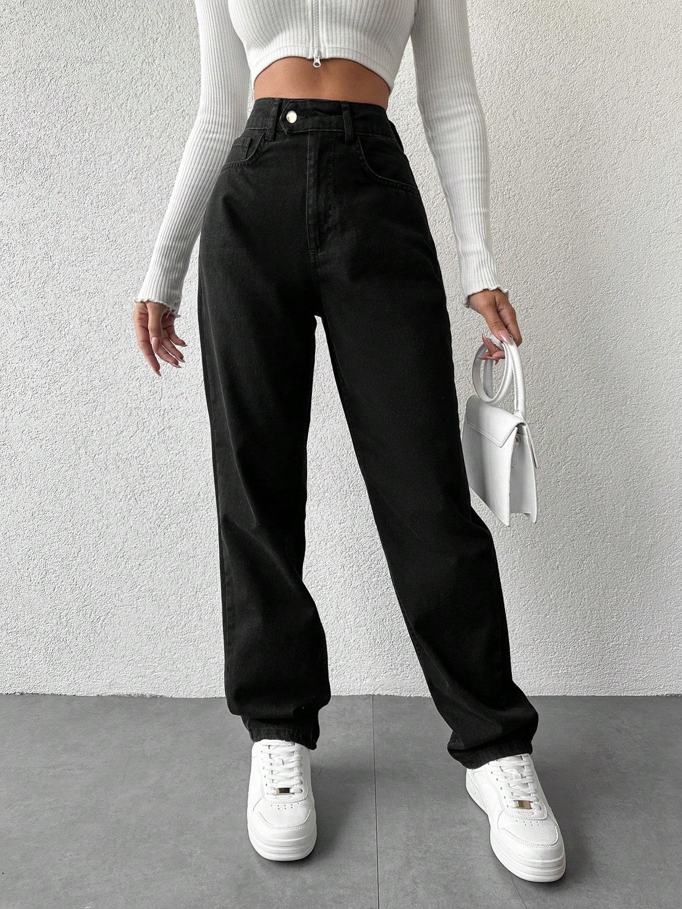 CZARNE SPODNIE JEANS
