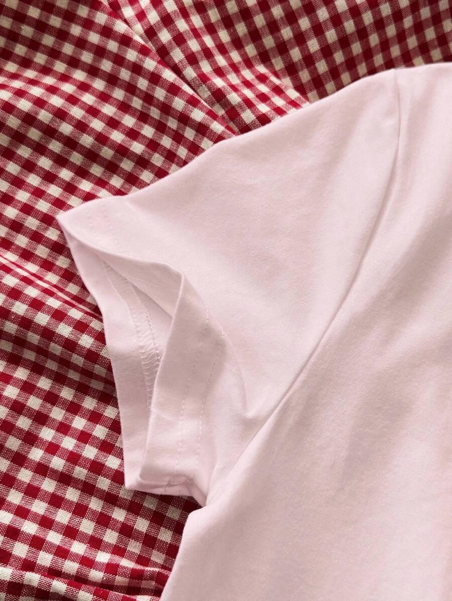 różowy top print kwiat 