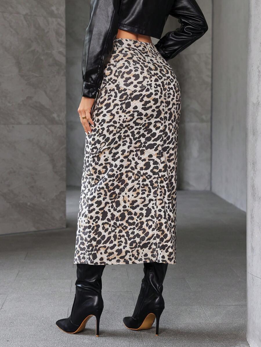 midi spódnica animal print