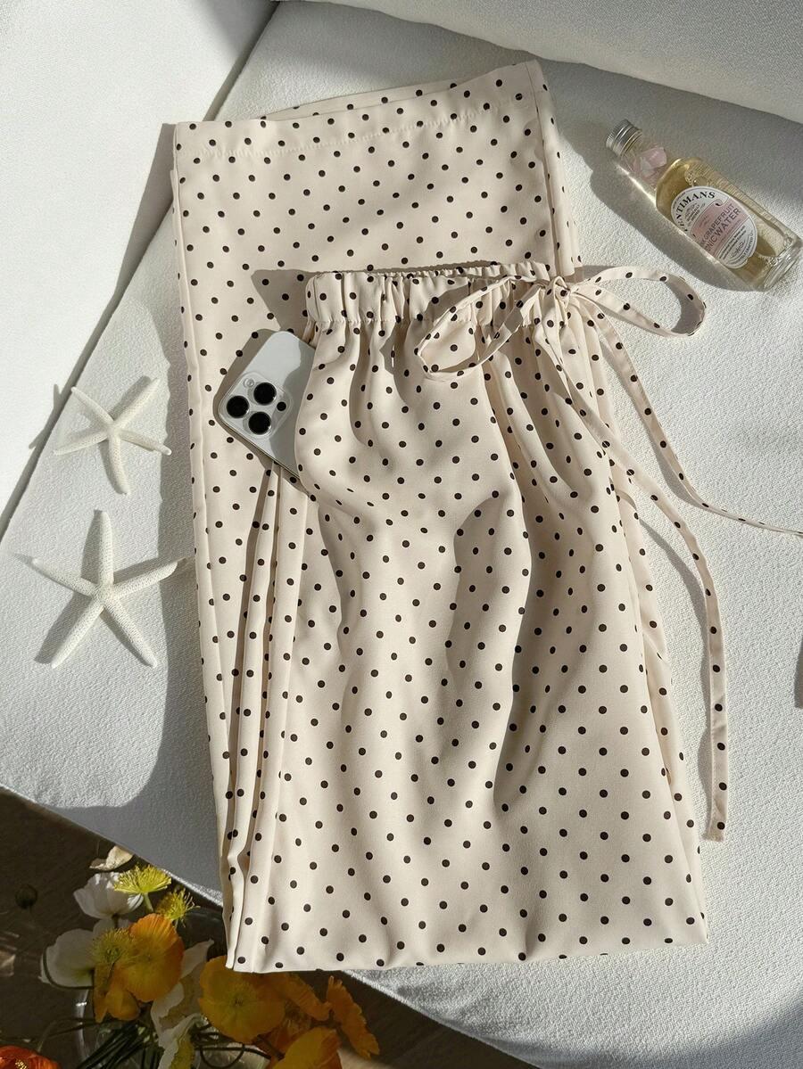 spodnie casual wzór groszki