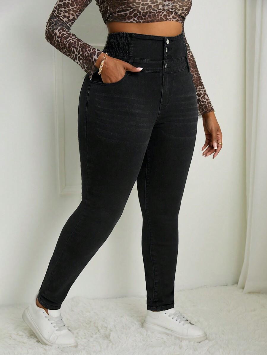 CZARNE SPODNIE JEANS WYSOKI STAN 