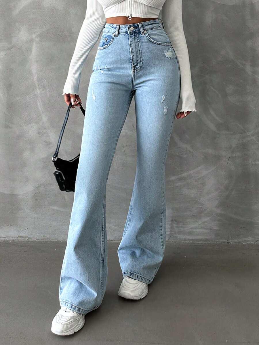 NIEBIESKIE SPODNIE JEANS DZWONY