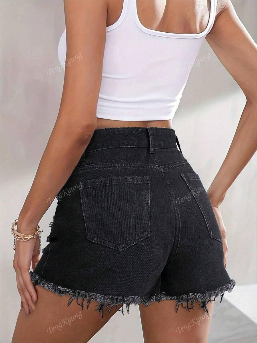 CZARNE SPODENKI JEANS 